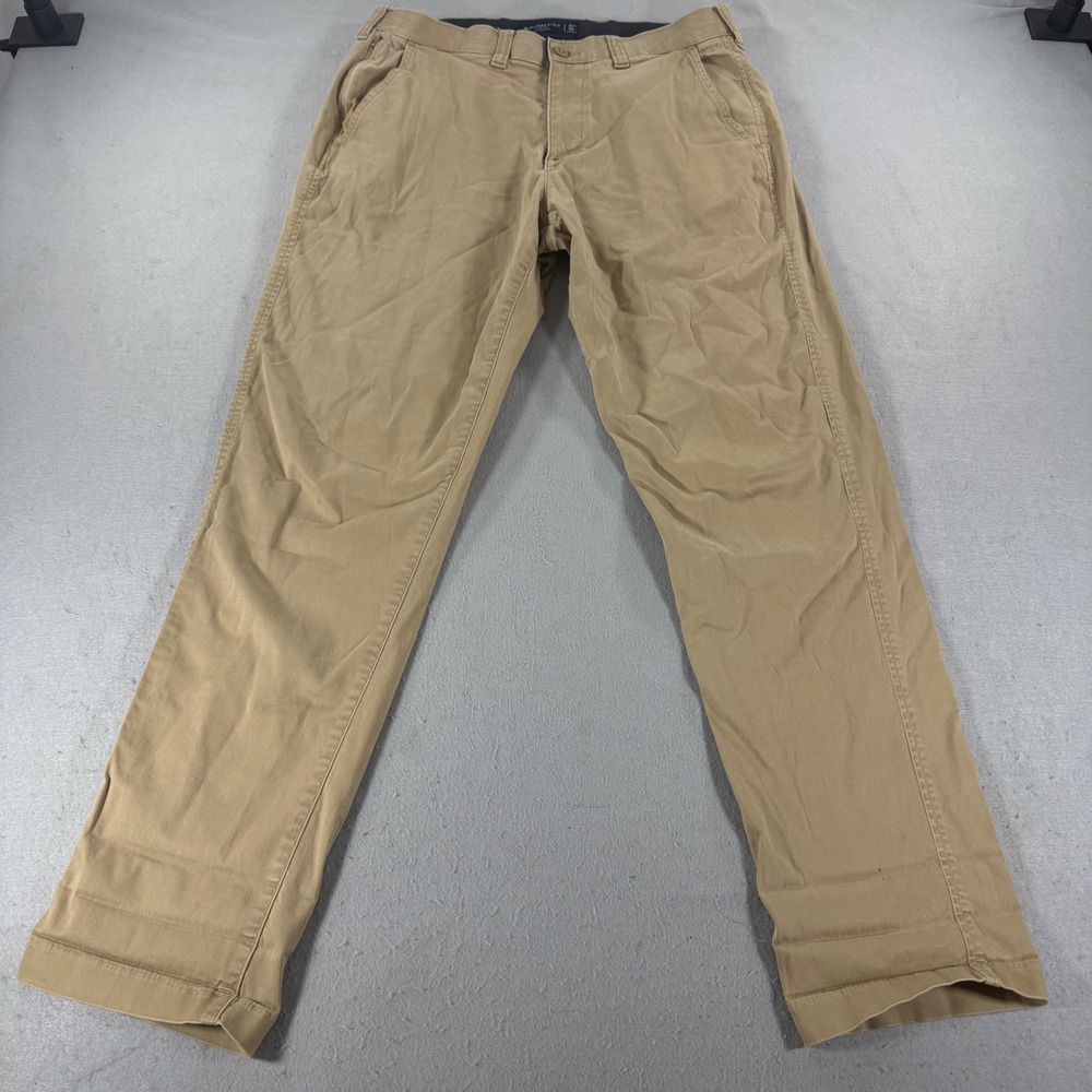 Abercrombie 90s Straight Stretch Chino Pants Mens 32x34 Khaki Tan